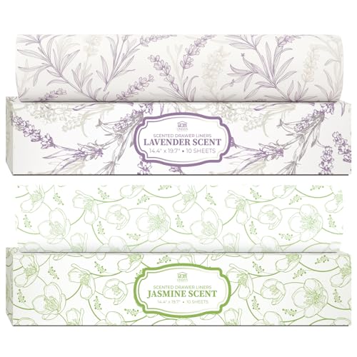 Large Lavender & Jasmine Drawer Liners - Scented Shelf & Dresser Protectors Bundle