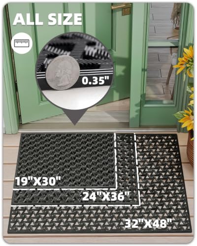 Heavy Duty Outdoor Door Mat 24x36, Non-Slip Waterproof Dirt Trapper Rug