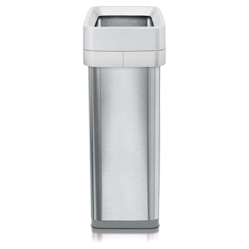 Clorox 13 Gallon Trash Can - 50L Slim Open Top Garbage Bin for Commercial Spaces, Kitchen, Office - Narrow Rectangular Stainless Steel Body with Hinged Rim Protection