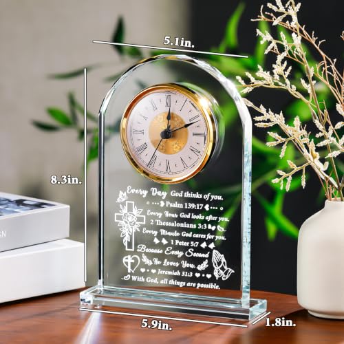 Christian Gifts for Women Men: Glass Clock with Bible Verse (Variation: Christian Gifts) – Inspirational Home Decor