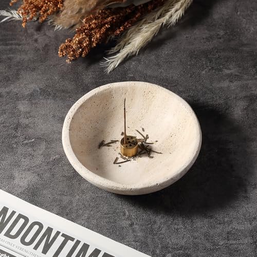 Natural Travertine Incense Holder, 9-Hole Ash Catcher for Sticks and Sage