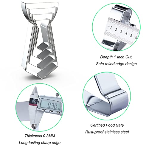 QAAQS Neck Tie Cookie Cutter Set (4 Pieces) 2–5 inch Stainless Steel – Variation: Neck Tie
