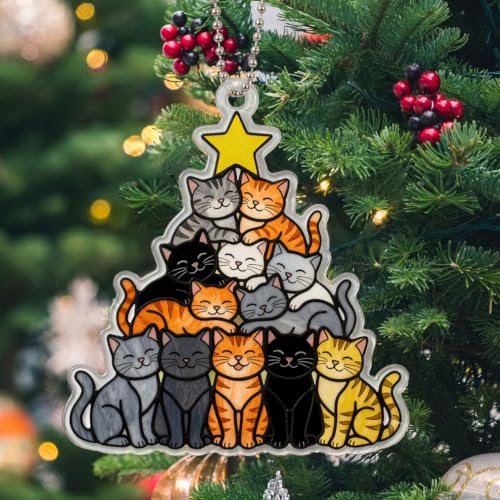 Cat Christmas Ornaments for Tree Decor - Festive Holiday Decorations 3.94in