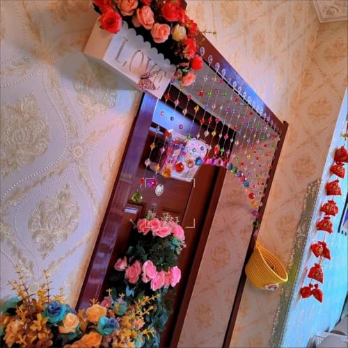 Multicolor Crystal Beaded Curtain, Rainbow Acrylic Room Divider (20 Strings)