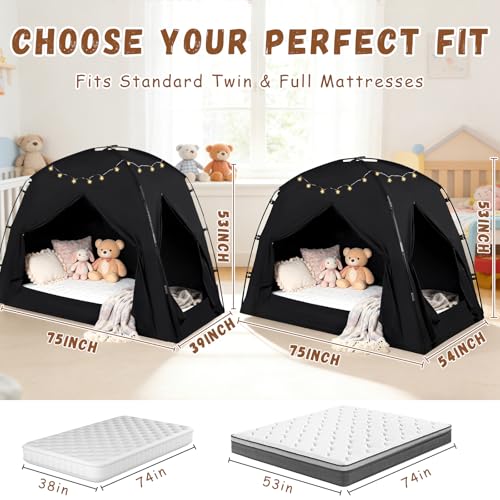 Indoor Blackout Bed Tent Privacy Canopy for Twin & Full Beds - 3 Doors