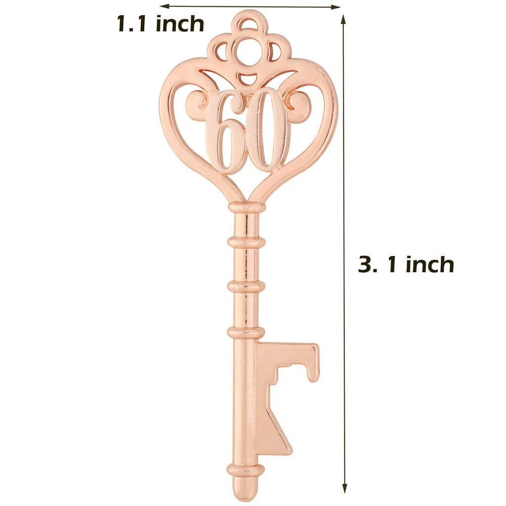 25 Pack 60th Birthday Party Favors 60 Shaped Key Bottle Openers for Birthday 60th Birthday Gifts Souvenirs for Guest,60th Birthday Party Decorations (25, Gold 60th)