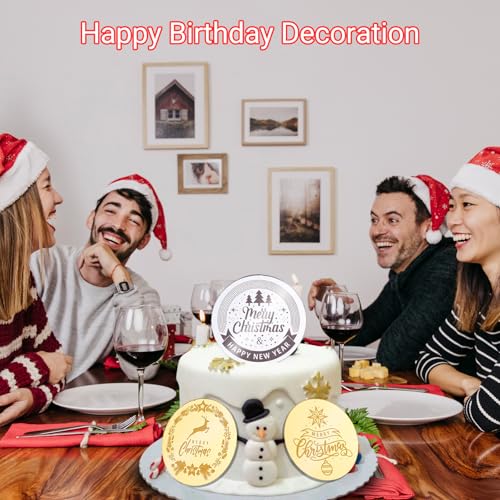 Xmas Silver Gold Mixed Cupcake Toppers 24Pcs for Christmas Party Decoration - Wolpark