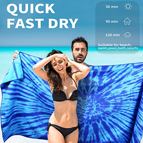 Oversized Microfiber Beach Towel 2-Pack, Sand-Free Quick-Dry Travel Towel