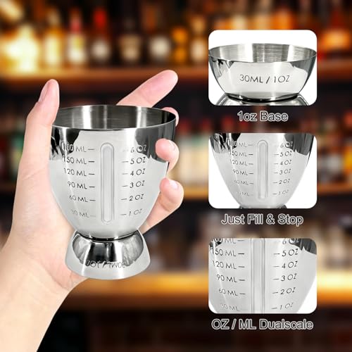 Obantrsz Stainless Steel Cocktail Jigger 1-6 oz | Heavy Duty Bar Tool