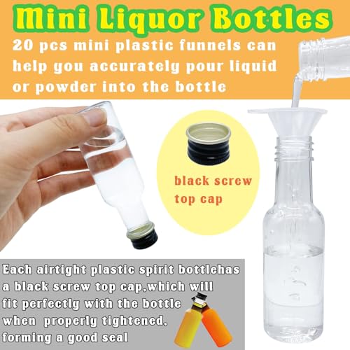 50 Pack 1oz Mini Liquor Bottles with 20 Funnels - Empty Spirit & Travel Bottles