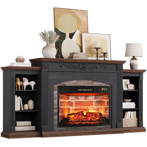 72" Electric Fireplace with Mantel, TV Stand for TVs Up to 80",