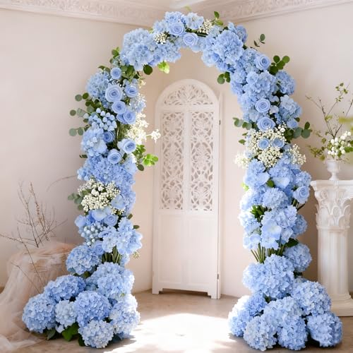 65Pcs Blue Artificial Hydrangea Flowers – Realistic Silk Blooms for Home Decor