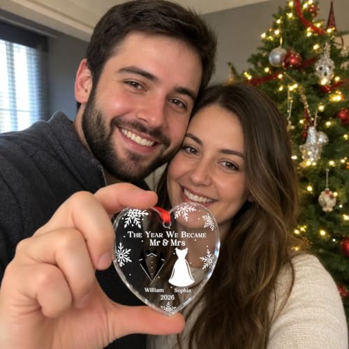 Personalized First Christmas As Mr & Mrs Glass Ornament 2026