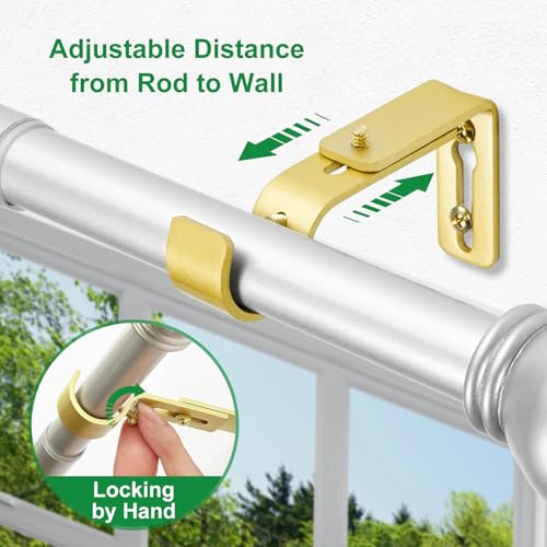 Adjustable Curtain Rod Brackets - Heavy Duty Metal Holders, 3-Pack