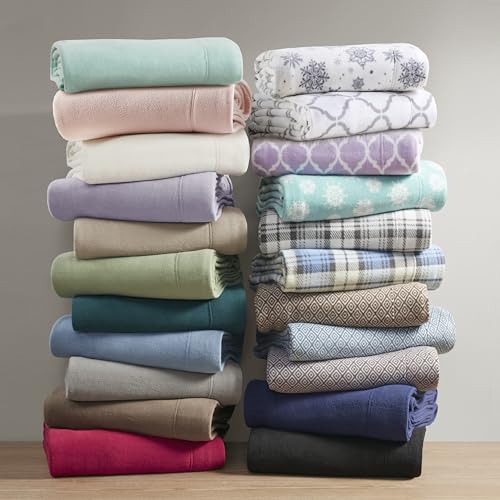 True North by Sleep Philosophy Micro Fleece Bed Sheet Set, Warm, Sheets with 14" Deep Pocket, for Cold Season Cozy Sheet-Set, Matching Pillow Case, King, Grey, 4 Piece