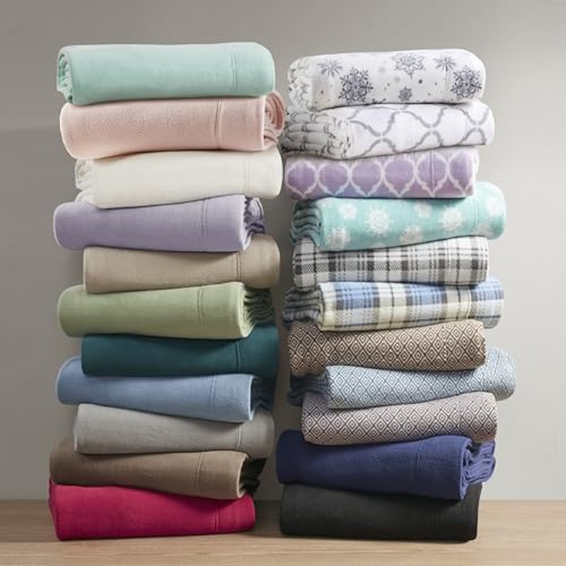 True North by Sleep Philosophy Micro Fleece Bed Sheet Set, Warm, Sheets with 14" Deep Pocket, for Cold Season Cozy Sheet-Set, Matching Pillow Case, Twin XL, Blue, 3 Piece