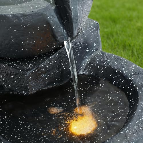 29-Inch 4-Tier Cascading Water Fountain with LED Lights for Patio and Garden