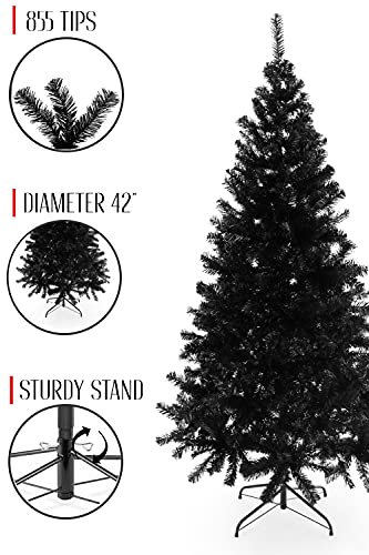 Perfect Holiday 7ft Black Canadian Pine Christmas Tree with 855 Tips & Metal Stand