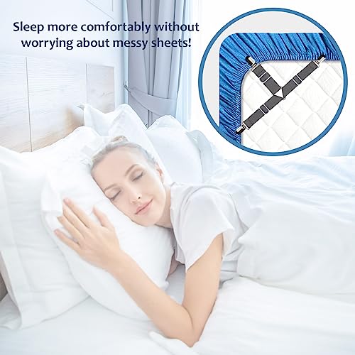 Adjustable Bed Sheet Straps - Fitted Sheet Clips, 4 Pack