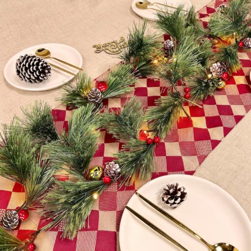 6ft Pre-Lit Smoky Pine Garland with 20 LEDs, Timer Battery Operated
