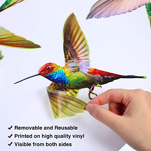 Hummingbird Window Decals - 6 Pack Colorful Anti-Collision Stickers