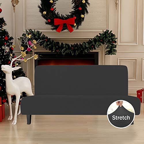Stretch Armless Futon Slipcover - Soft Jacquard Sofa Bed Protector