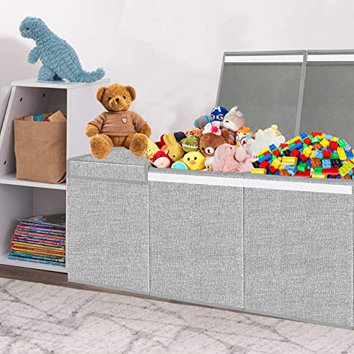 Extra Large Foldable Toy Storage Chest with Lid - 118L Toy Organizer Bin