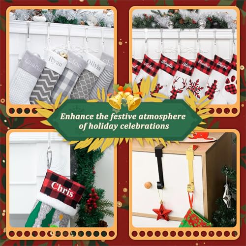 Non-Slip Christmas Stocking Holders for Fireplace Mantel - 6 Piece Set