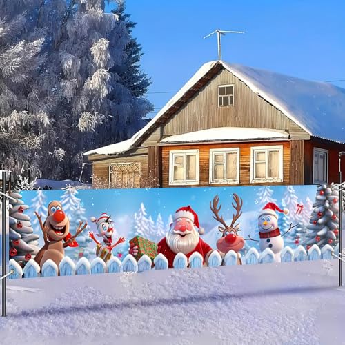 Christmas Yard Banner Santa Reindeer Snowman 78x17 Inches Outdoor Holiday Decoration