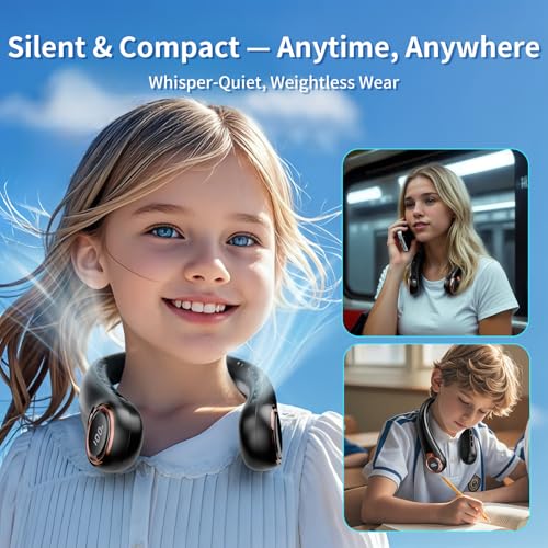 Portable Neck Fan 6000mAh Rechargeable Wearable Personal Cooling Fan
