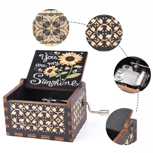 You Are My Sunshine Laser Engraved Wooden Hand Crank Music Box