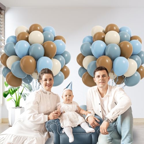 60pcs Blue and Brown Balloon Garland Kit for Baby Shower and Birthday
