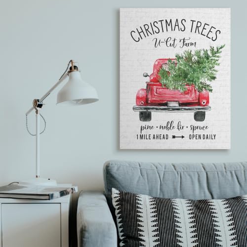 Red Truck Christmas Tree Wall Art 36x48 Wrapped Canvas by Stupell Industries