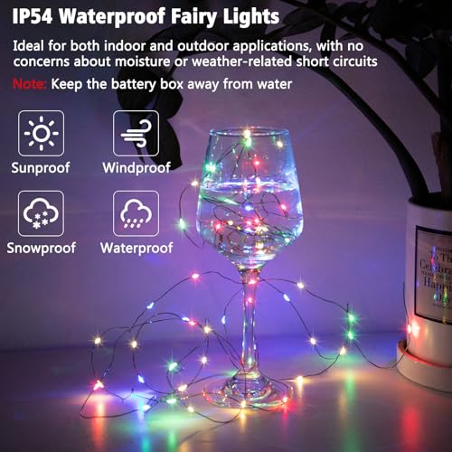 Echosari 4 Pack Multicolor Battery Operated Christmas Fairy Lights 16.4FT 50 LED