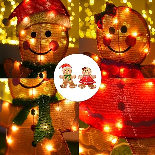 Dazzle Bright 2D Gingerbread Man Yard Decor – 50 LED Outdoor Christmas Lights, 23in (Gingerbread)