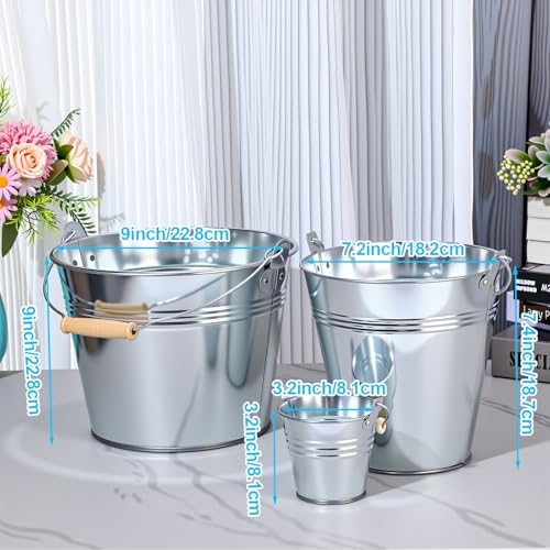 6 Pack Metal Beer Buckets with Handles - Galvanized Steel Ice Buckets for Parties and Gifts