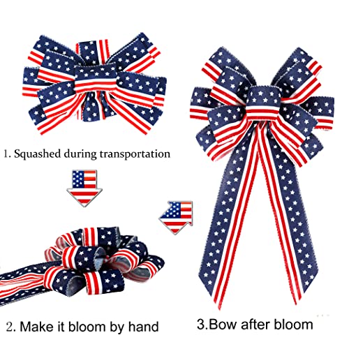 2-Pack Patriotic Wreath Bows - Red White & Blue 4th of July Decor