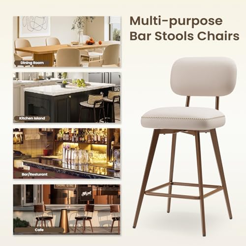 26-Inch Swivel Counter Height Bar Stools, PU Leather Set of 4
