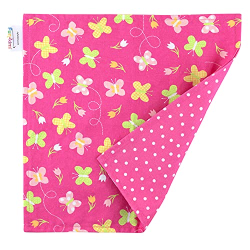FUN KINS Reusable Cloth Napkins for Kids - Butterflies, 12x12, 2-Ply, Soft Cotton, Machine Washable, Set of 2