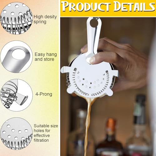 16 Pack Stainless Steel Cocktail Strainers 6 Inches Bar Tool for Bartenders & Mixologists