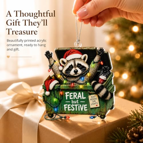 DuduCraft Raccoon Christmas Ornament - Funny Holiday Decor 2026, Animal Lover Gift