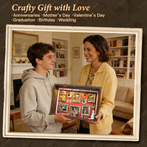 DIY Memory Museum Shadow Box Kit with 15 Mini Picture Frames & Spotlights