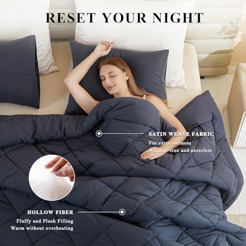 MIOTO Oversized King Comforter 128x120 - Down Alternative Duvet Insert, Grey
