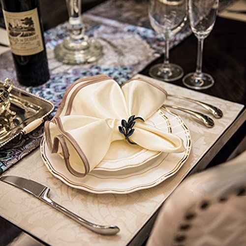 YeZi-Black Napkin Rings Set of 12 Leaf Design for Elegant Table Settings