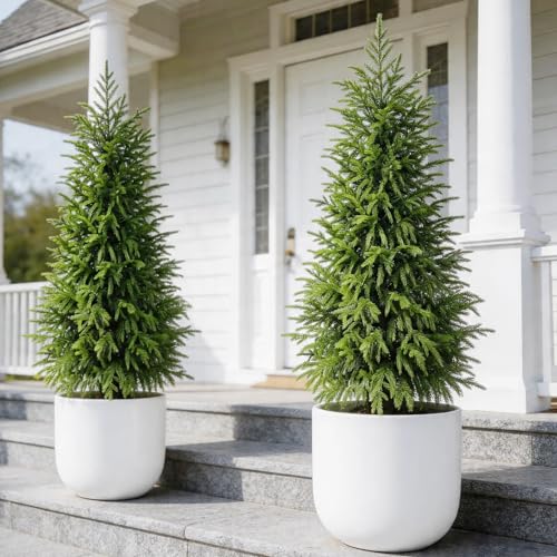 3ft Artificial Norfolk Pine Topiary Trees, UV Resistant Potted Set of 2