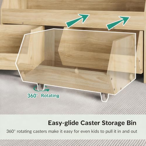 Kids Toy Storage Organizer with 2 Movable Drawers and Bookshelf