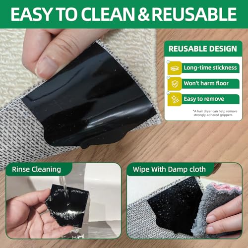 Non-Slip Rug Pads for Hardwood & Tile Floors - 8 Pack, Residue-Free