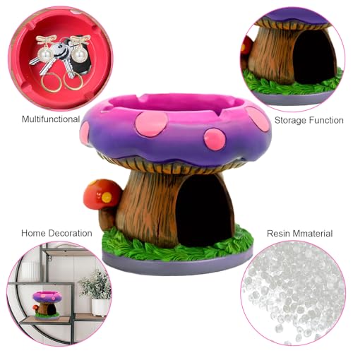 Decorative Mushroom House Ashtray with Storage for Cigarettes and Cigars