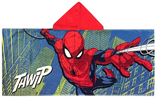Marvel Spiderman Kids Hooded Towel Poncho Multicolor 22 x 51 Inches - Soft Cotton, Fun Hood for Boys & Girls