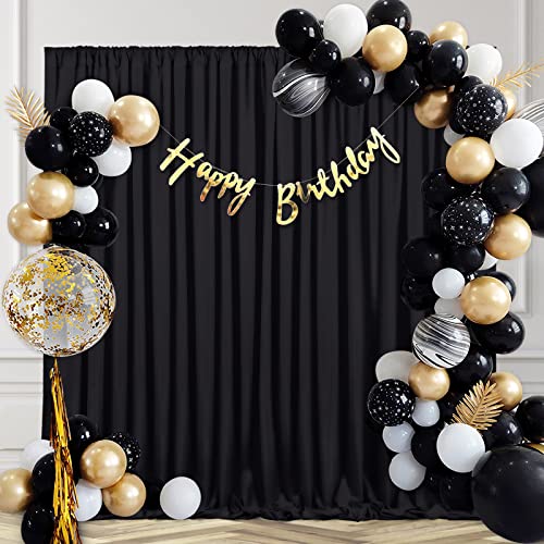 Black Polyester Backdrop Curtains - 10ft x 8ft Wedding Party Drapes
